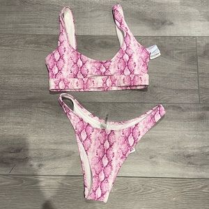 Pink snakeskin print bikini